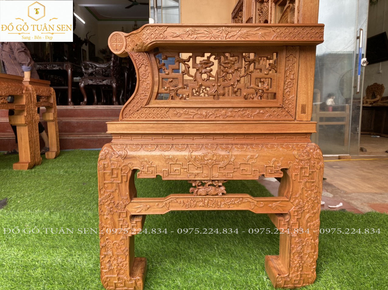 Hình ảnh chi tiết bộ trường kỷ 7 nô gỗ gụ 